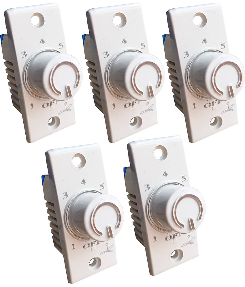 Hiru SWITCH 7 STEP - 5 PCS Chrome FAN REGULATOR for Home & Office Step-Type Button Regulator