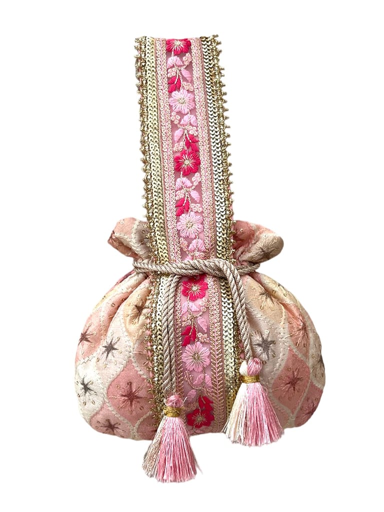 ART BY CHAITASI Embellished Designer Potli Bag with Protective Box, Handbag, Wristlets, Clutch for Women, Girls with Handmade Embroidery, Sequin, Beads Work for Parties, Weddings