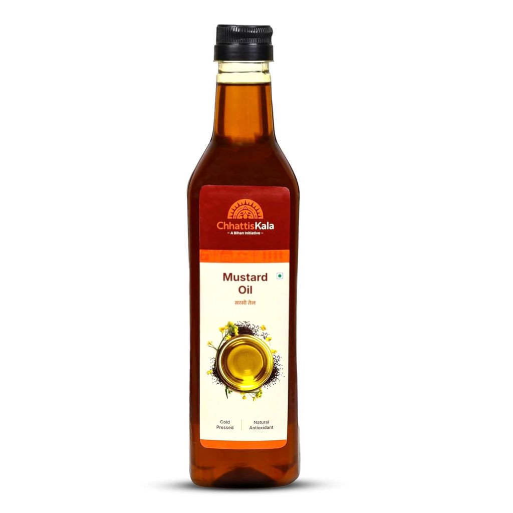 Chhattiskala A Bihan Initiative Pure Mustard Oil 1 Litre - Kachi Ghani Cold Pressed, No Artificial Additives, Bold Flavour for Traditional Cooking & Pickles