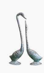 Bharat Saini Art ; Pair of Kissing Duck, Swan Showpiece for Home Decor - 29 cm (Silver) view 2