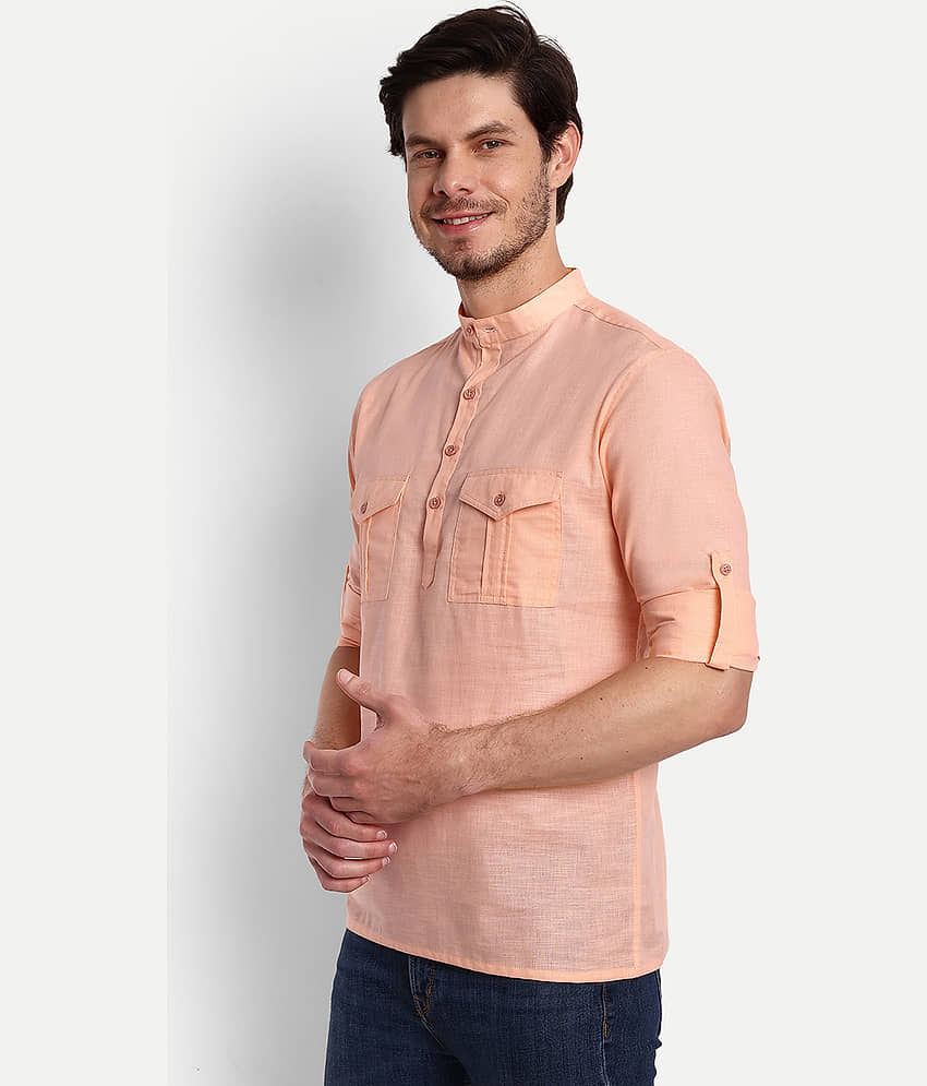 Vida Loca - Maroon Cotton Blend Men's Shirt Style Kurta ( Pack of 1 ) view 2