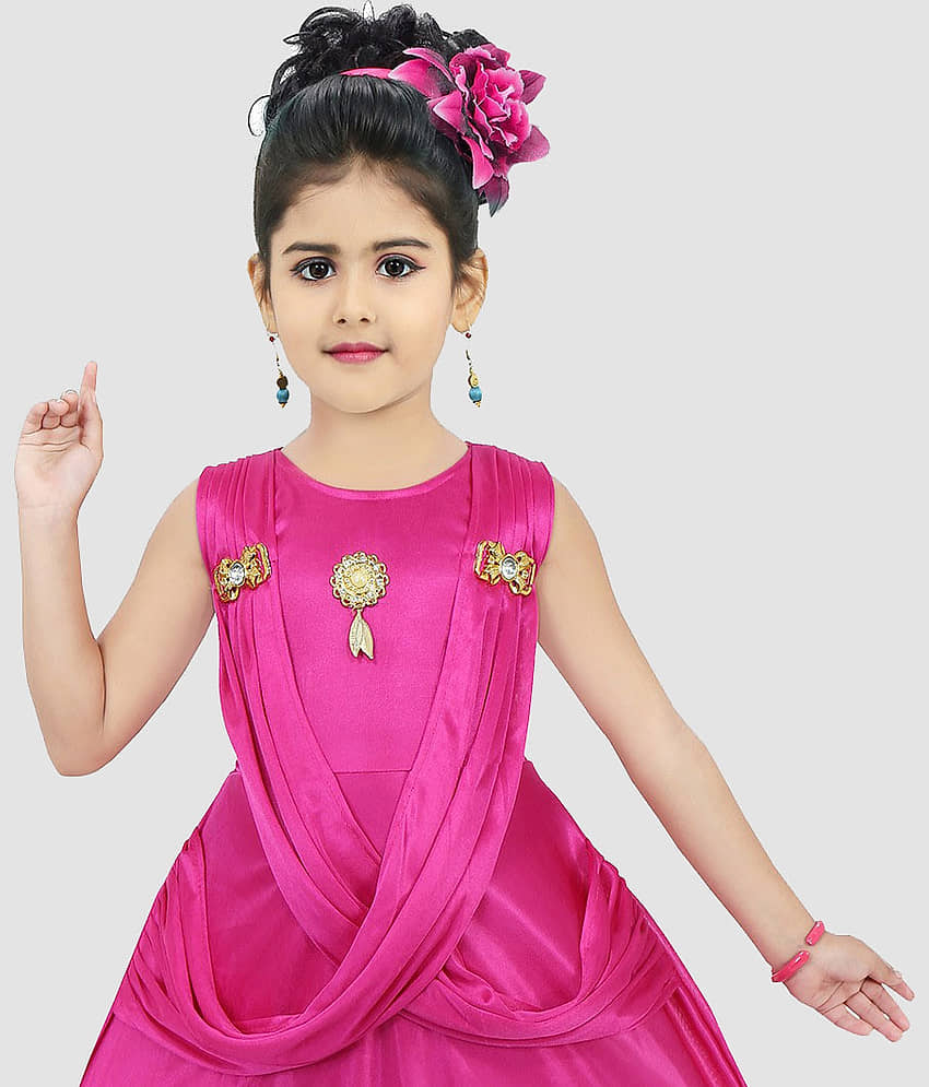 9stiches Satin Frock For Girls ( Pack of 1 , Pink ) view 2