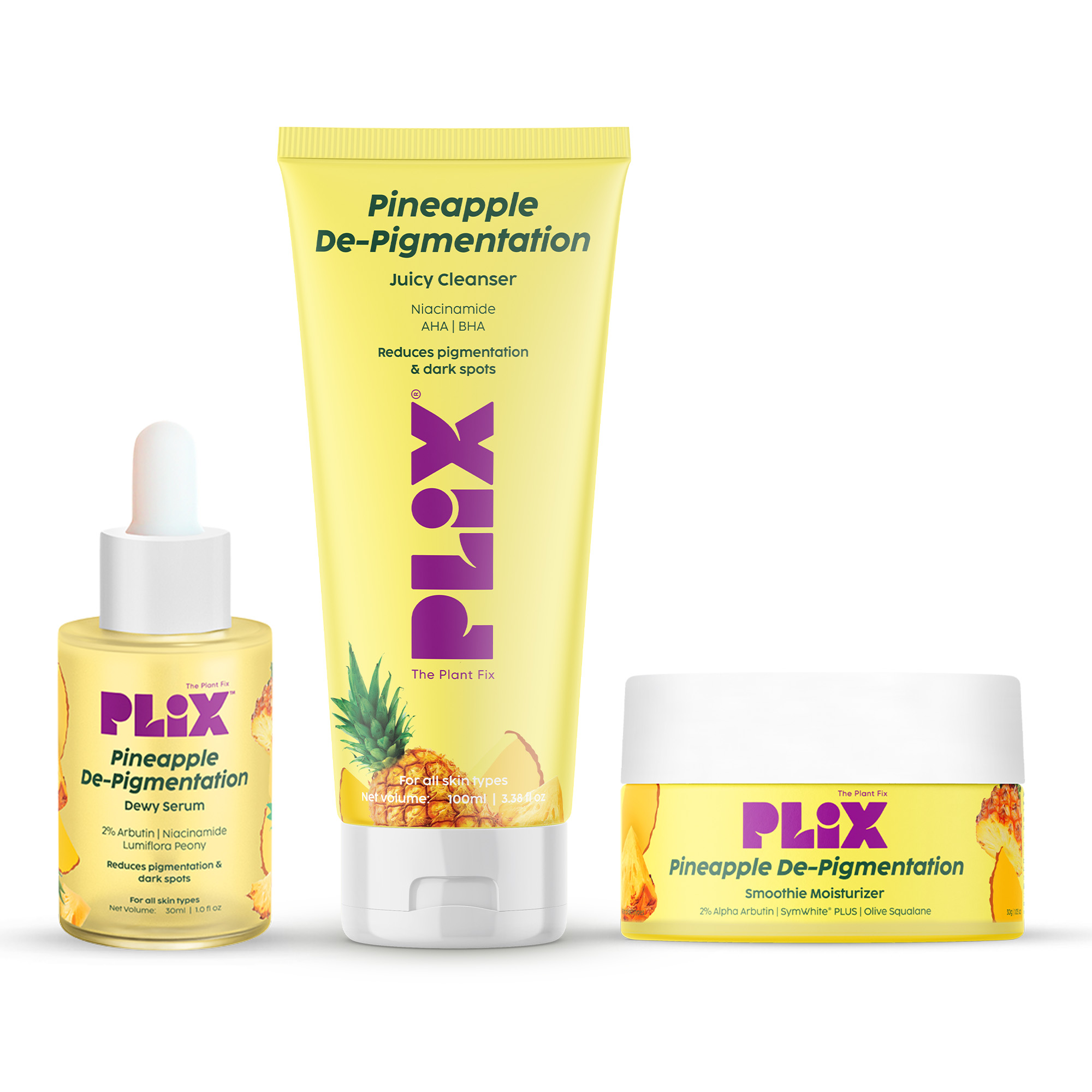 Pineapple De-pigmentation Regime with Juicy Facewash, Serum & Moisturizer __Starter Pack__