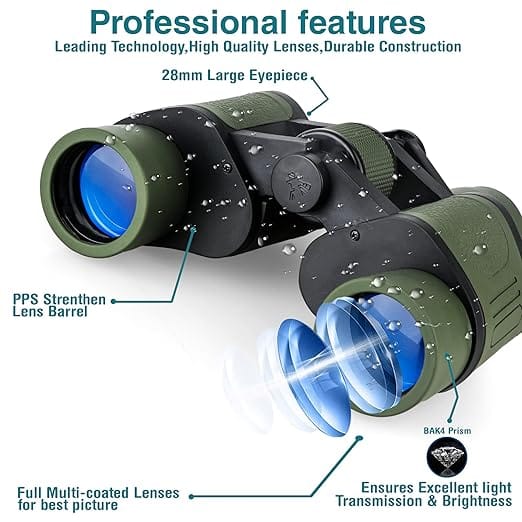 Long Distance High Powered Binoculars for Adults | Long Range | Professional Gear for Camping | Bird Watching | Hiking | Sports -Prism Optics (Green) view 2