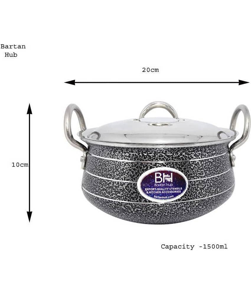 bartan hub Handi With Lid Enamle Aluminum Handi 20 cm 1500 mL view 2