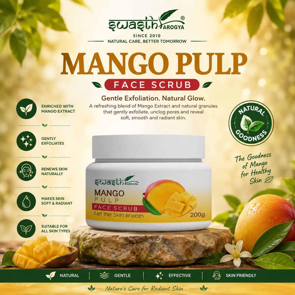 Swasth Arogya Mango Face Scrub || Sun Damage || Clog Pores || Acne || Collagen || Pack Of 1 Jar Mango Face Scrub (200gm.) view 2