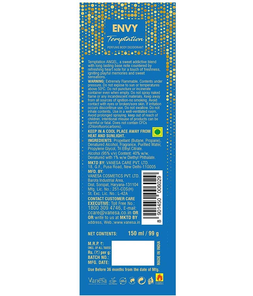 Envy Temptation Angel Deodorant Spray for Women 150 ml ( Pack of 1 ) view 2