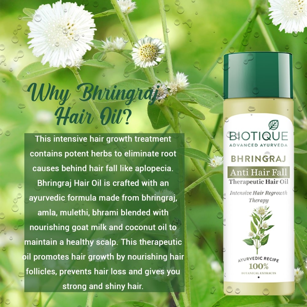 Biotique Bhringraj Anti Hair Fall Therapeutic Hair oil 200ml (Round Bottle) view 2
