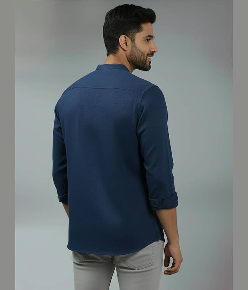 Yugnik Cotton Blend Slim Fit Full Sleeves Men's Formal Shirt - Navy Blue ( Pack of 1 ) view 2