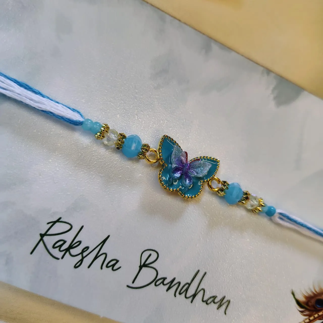 Blue Butterfly Charm Rakhi view 2