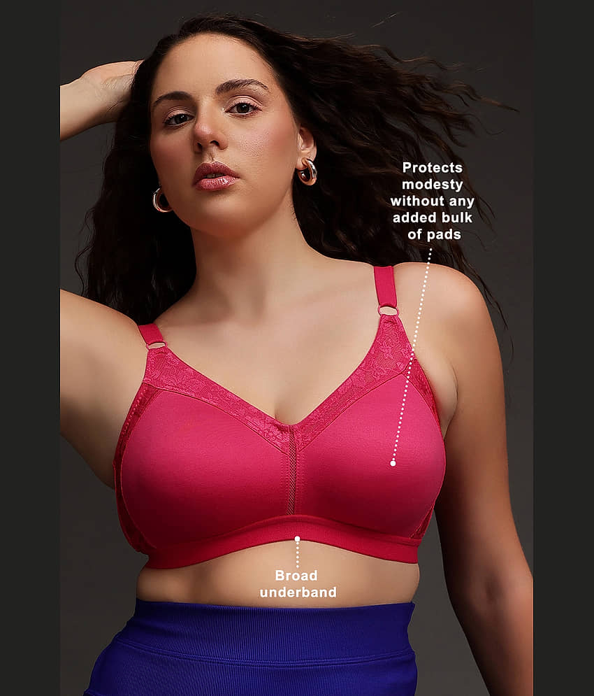 Clovia Pack of 1 Cotton Non Padded Everyday Bra For Women ( Pink ) view 2