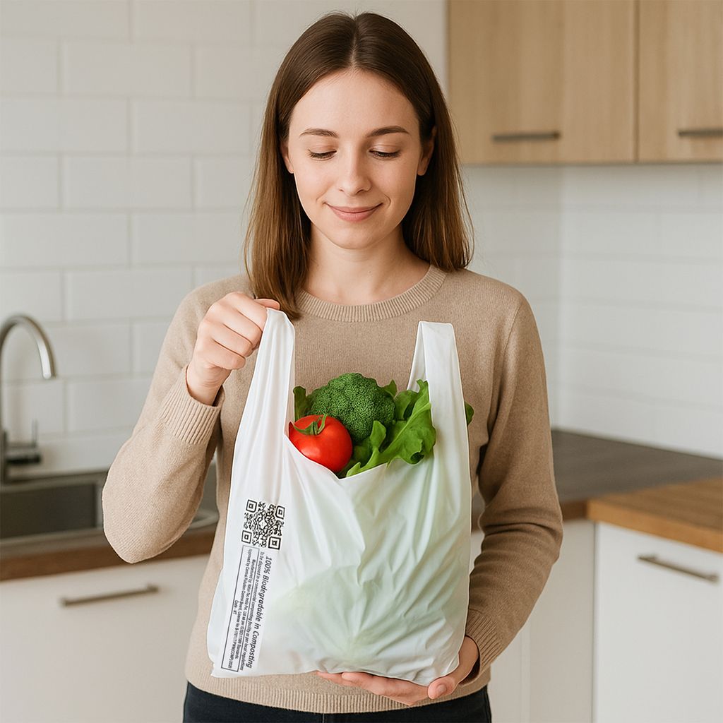 Lakmo Crafts 100% Compostable Carry Bags | Pack of 50 bags | 11x14 inches view 2