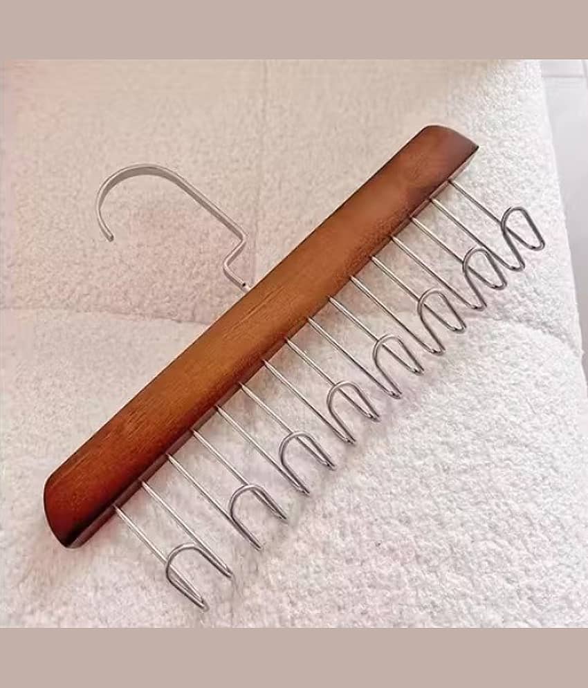 (Pack of 1) Multicolour 8 Hanger Hooks Hangers for Clothes Hanging Scarf Bra Organiser Wooden Hangers for Wardrobe Multipurpose Cloth Hanger Belt Hangers for Wardrobe Cupboard Organizer