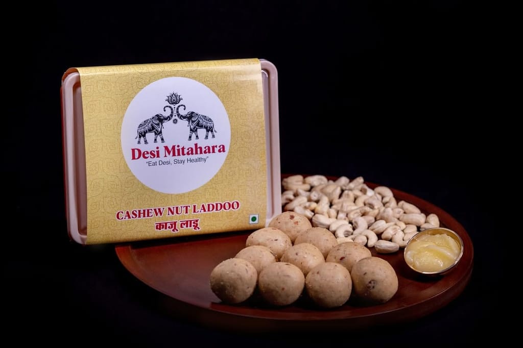 Desi Mitahara's Cashew Ladoo - Made with Cashew, Jaggery & Cow Ghee - Traditional Indian Sweet - Healthy, Nutritious Snack - 360g Pack - No Artificial Colours - Suitable for All Ages view 2