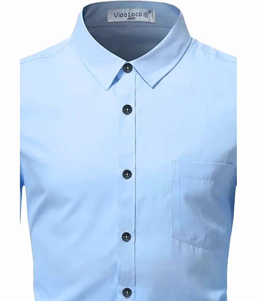 UNI VIBE Cotton Blend Slim Fit Solids Full Sleeves Men's Casual Shirt - Blue ( Pack of 1 ) view 2