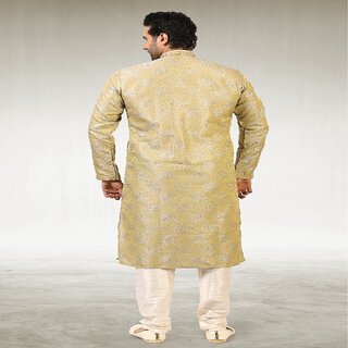 Raivat Ethnic Gold Beige Colour Jacquard Silk Brocade Kurta Pajama 1026 view 2