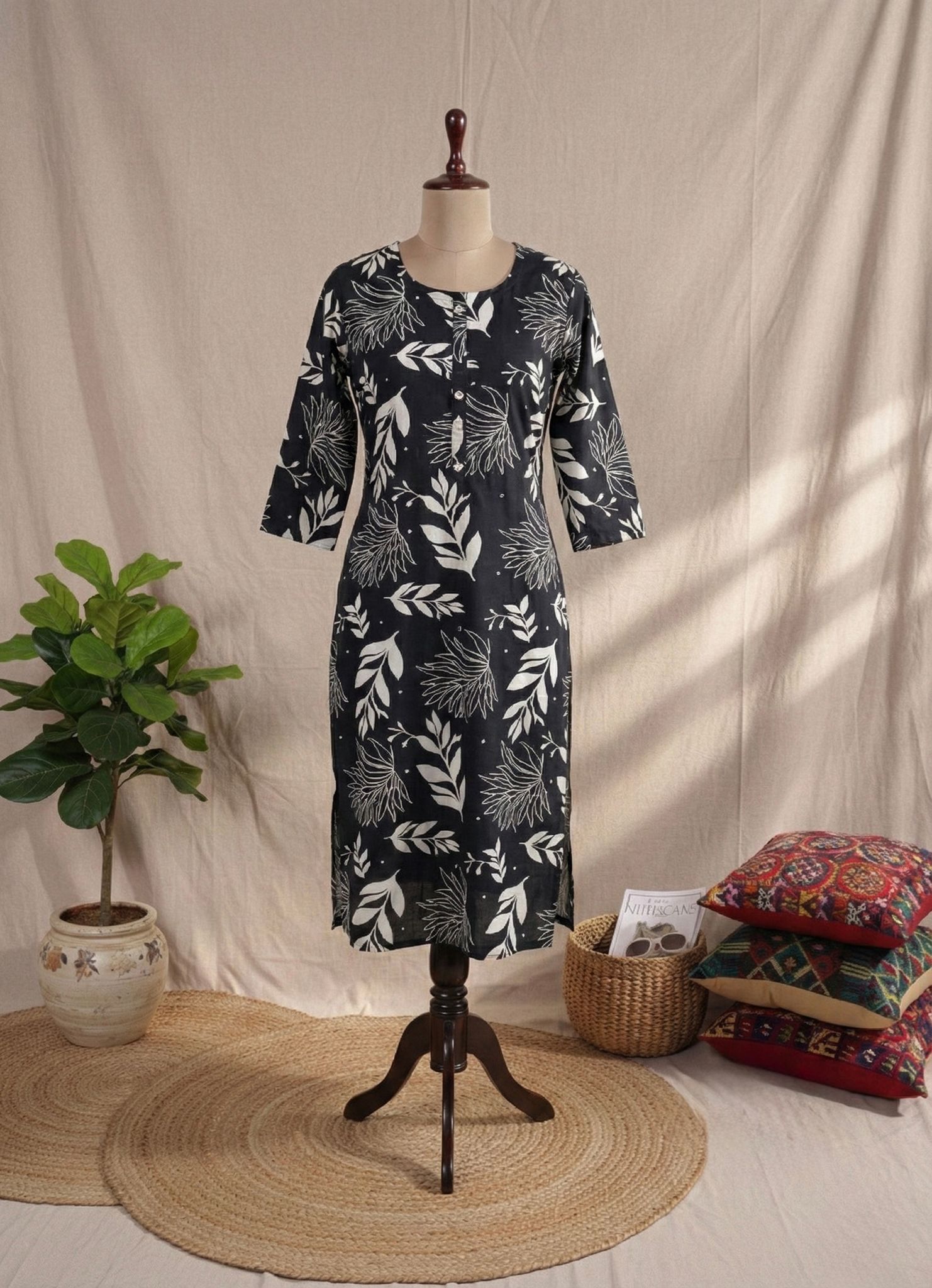Glamvila Leaf Charm Kurti view 2