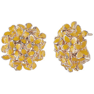 American Diamond Gold Stud Enamel Daisy Flower Earrings for Girls Alloy Material for Women's Fashion Jewellery for Party view 2