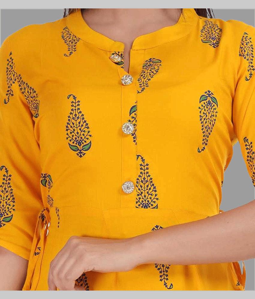 Smien - Grey Rayon Women's Anarkali Kurti ( Pack of 1 ) view 2