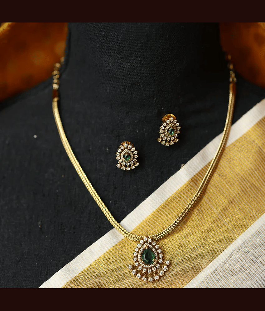 ROFARWORD Gold Brass Necklace Set ( Pack of 1 ) view 2