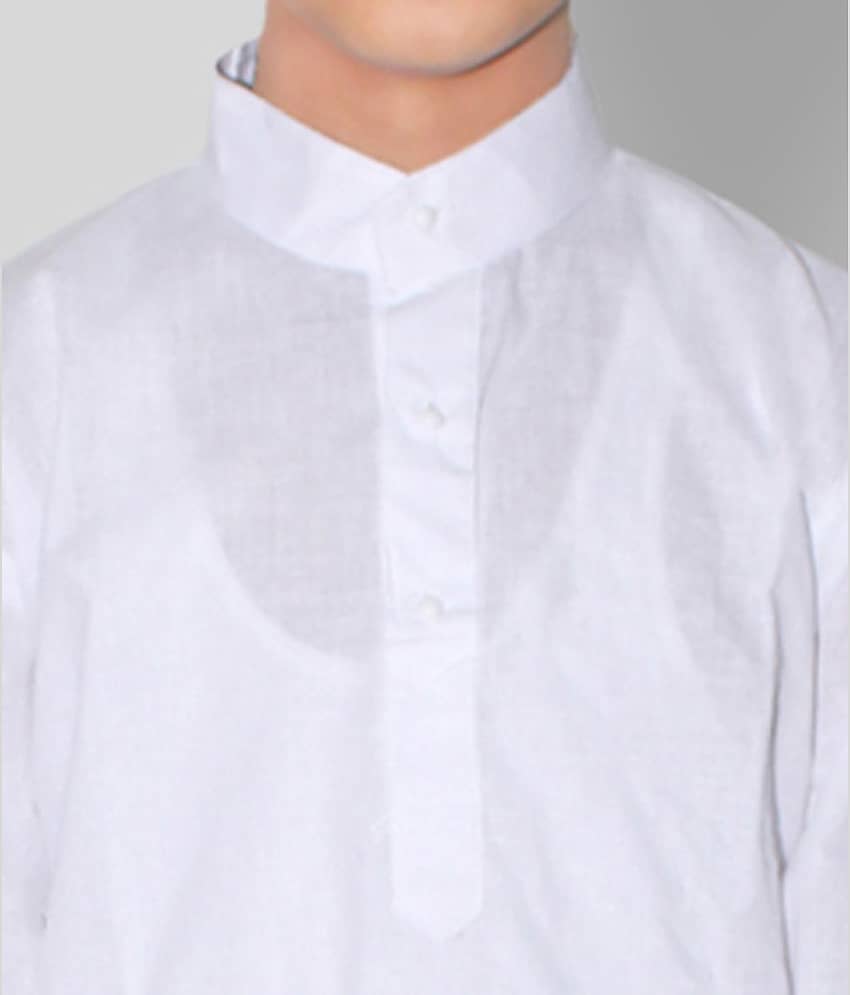 Goodluck Boys Cotton Solid - Pattern Kurta Pant Set ( White , Pack of 1 ) view 2