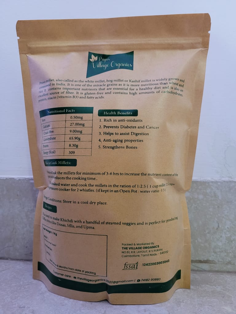 The Village Organics Unpolished Proso Millets Grain – Unpolished /100% Natural and Gluten Free/High Fibre Than Rice view 2