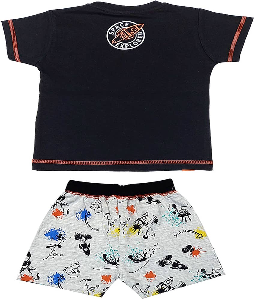 Kideon Pack of 1 Baby Boys 100% Cotton T-Shirt & Shorts ( Black ) view 2