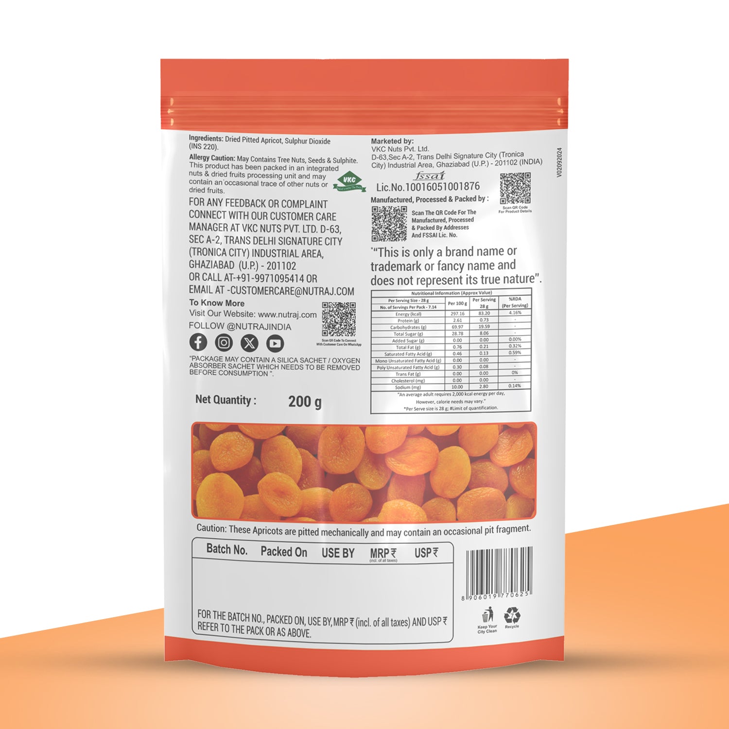 Nutraj Premium Dried Pitted Turkish Apricots 200gm view 2