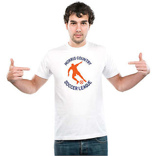 UDNAG Unisex Round Neck Graphic Football, Morris Polyester T-Shirt White view 2