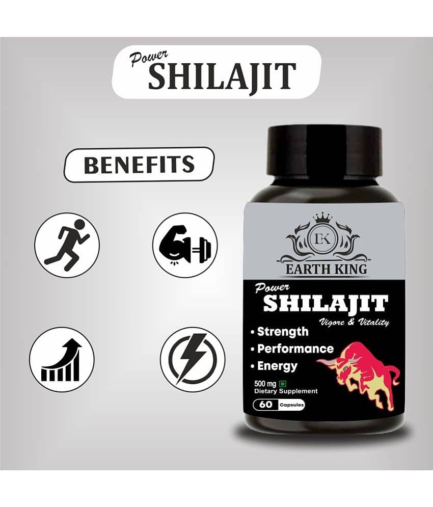 EARTH KING Power Shilajit/Shilajeet Capsule Support Strength, Stamina & Energy- 500mg 120 Capsules (Shilajit Pack of 2) view 2