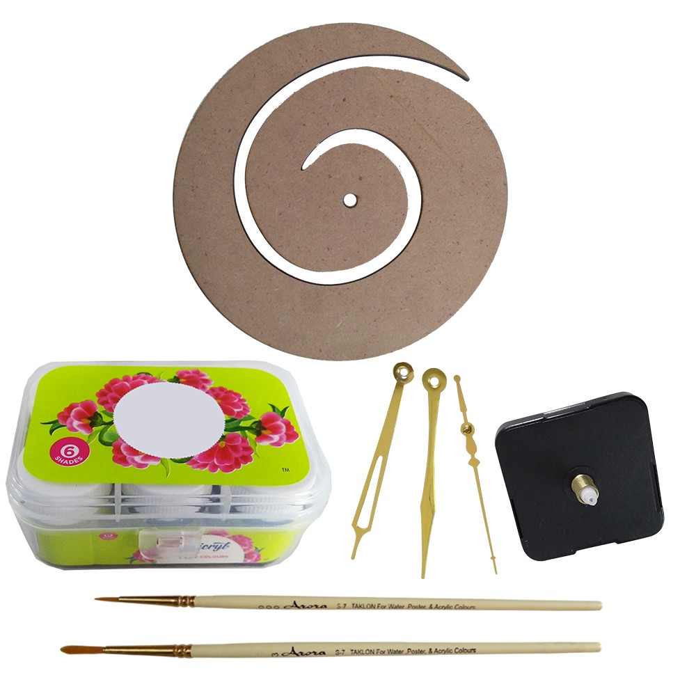 Gond Art on MDF spiral clock DIY Kit by Penkraft view 2