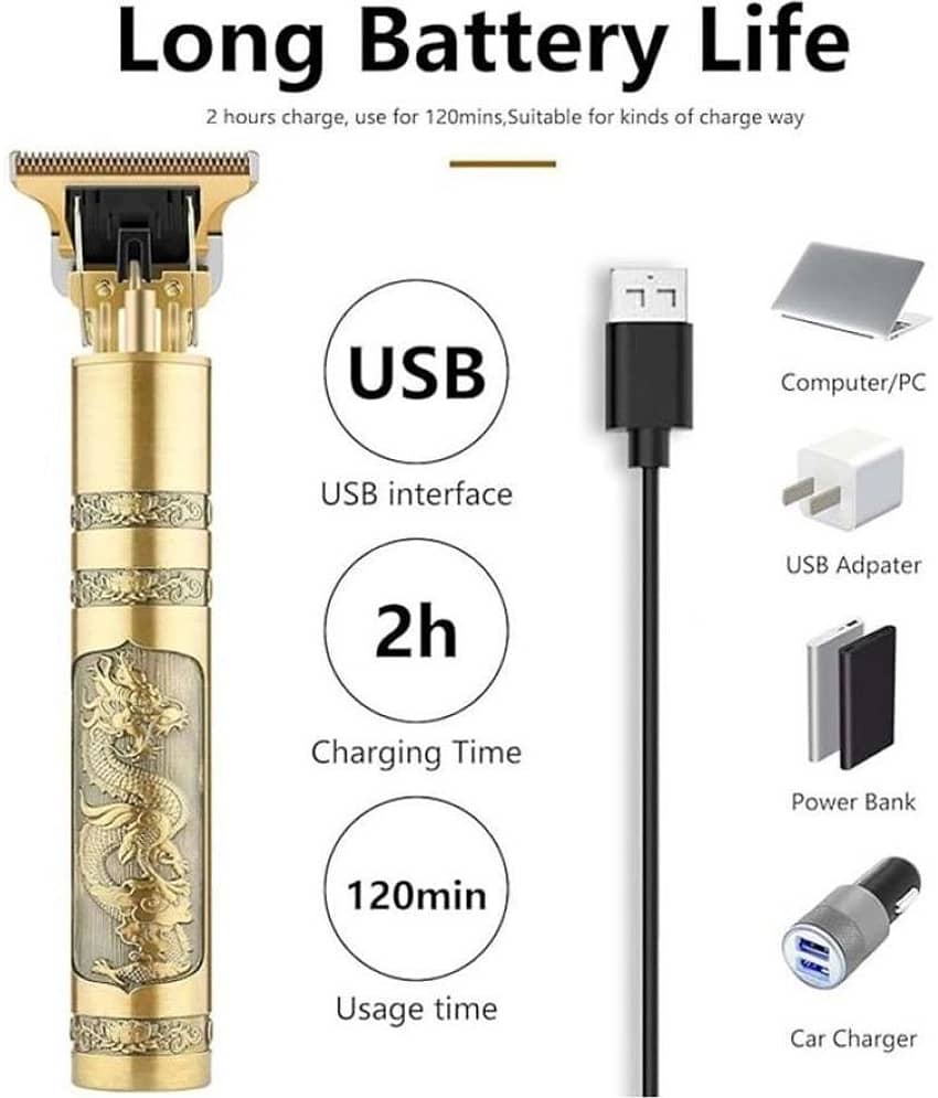 Trimmer Men Professional Cordless Hair Clipper Dragon Style, Rechargeable Trimme Hair Trimmer for man Gold Cordless Beard Trimmer With 120 minutes Runtime view 2