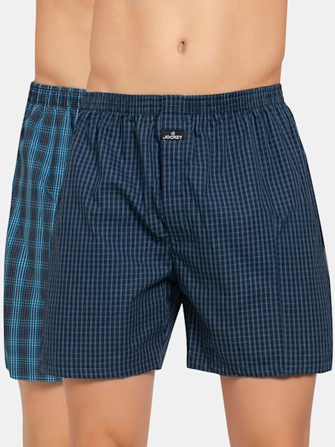 Jockey Men's 1222 Checks Pack of 2 Boxer Shorts view 2