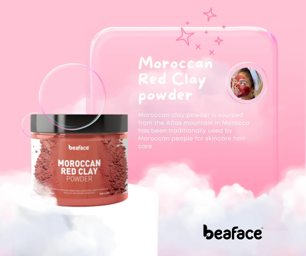 Moroccan-red-clay-powder-prevent pimples-remove-impurities view 2