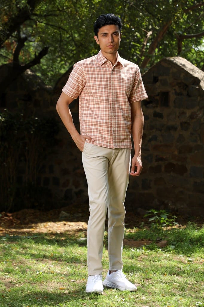 Arka Cotton Checked Half Sleeve Shirt view 2