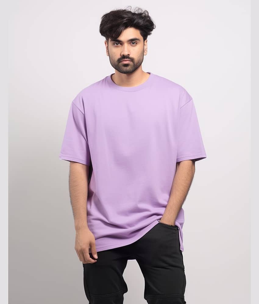 Prabhu Bhakti Pack of 1 100% Cotton Oversized Fit Men's T-Shirt ( Lavender ) view 2