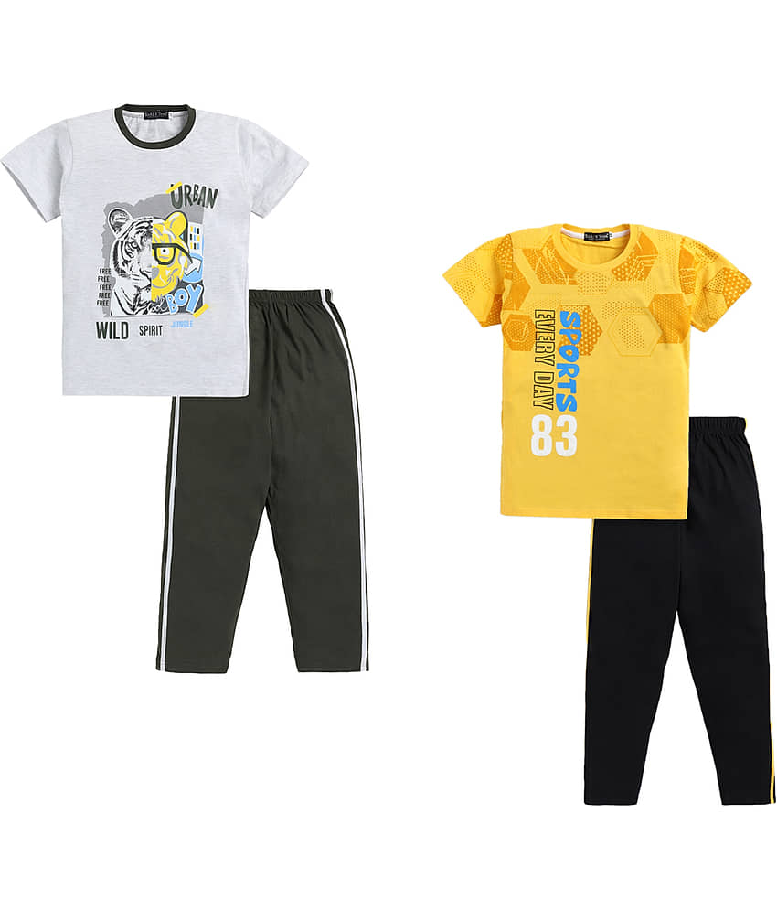 Todd N Teen Pack of 2 Boys Cotton T-Shirt & Trackpants Set ( Multicolor )