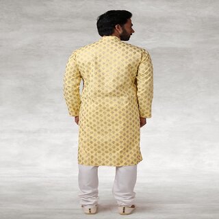 Raivat Ethnic Yellow Colour Cotton Printed Kurta Pajama 1149 view 2
