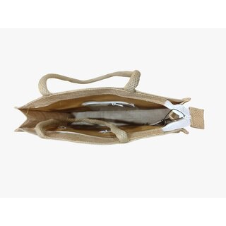 handcrafted jute tote handbag for womens Multipurpose Bag (Beige, 4 L) view 2