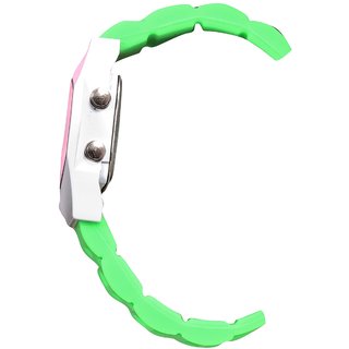 Unisex White Black Dial Green Belt Digital Designer dial Women And Men Watches view 2