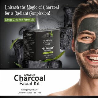 Globus Naturals AntiPollution Charcoal Men 6 Step Facial Kit For Oil Control Blackhead Removal Suitable For Oily Acne Prone Skin 40gm view 2