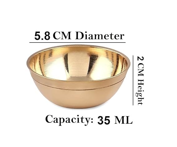 Rasoiware Brass Diya for Puja | Oil Lamp | Small Bowl/Katori 35 ml - Diwali Decoration Items for Home Decor 5.8 cm, Set of 4 view 2
