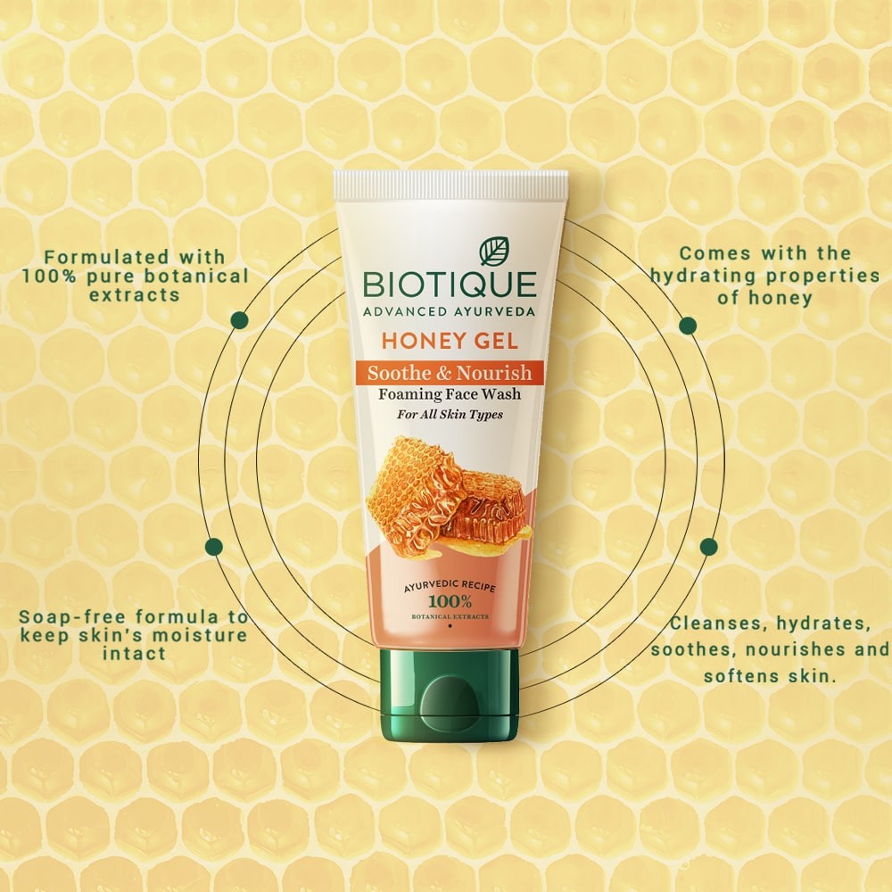Biotique Honey Gel Soothe & Nourish Foaming Face Wash 150ml view 2