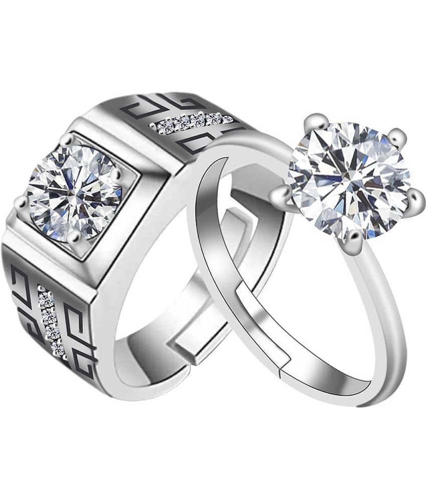 Adjustable Some One Speical Designe Amazing Couple Ring Set For Valentines Silver Plated Couple Ring For Women And Men view 2