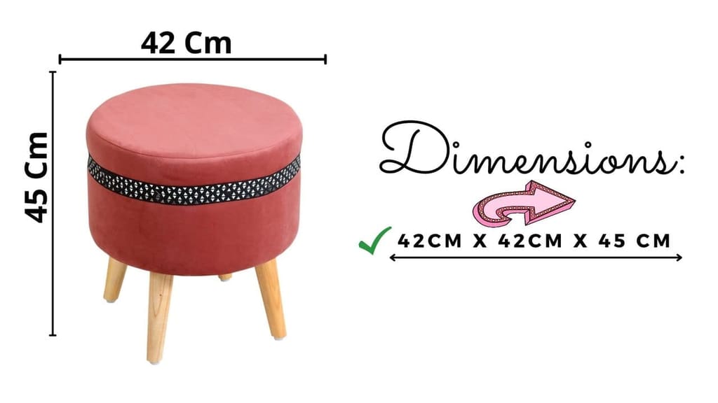 ShadowKart Pouffes Sitting Stool for Living Room, Mudda Puffy Wooden Ottoman Stools, Pouffe Footstool, Pouf for Office Home Decoration & Dressing Table, 16x16x18 Inch view 2