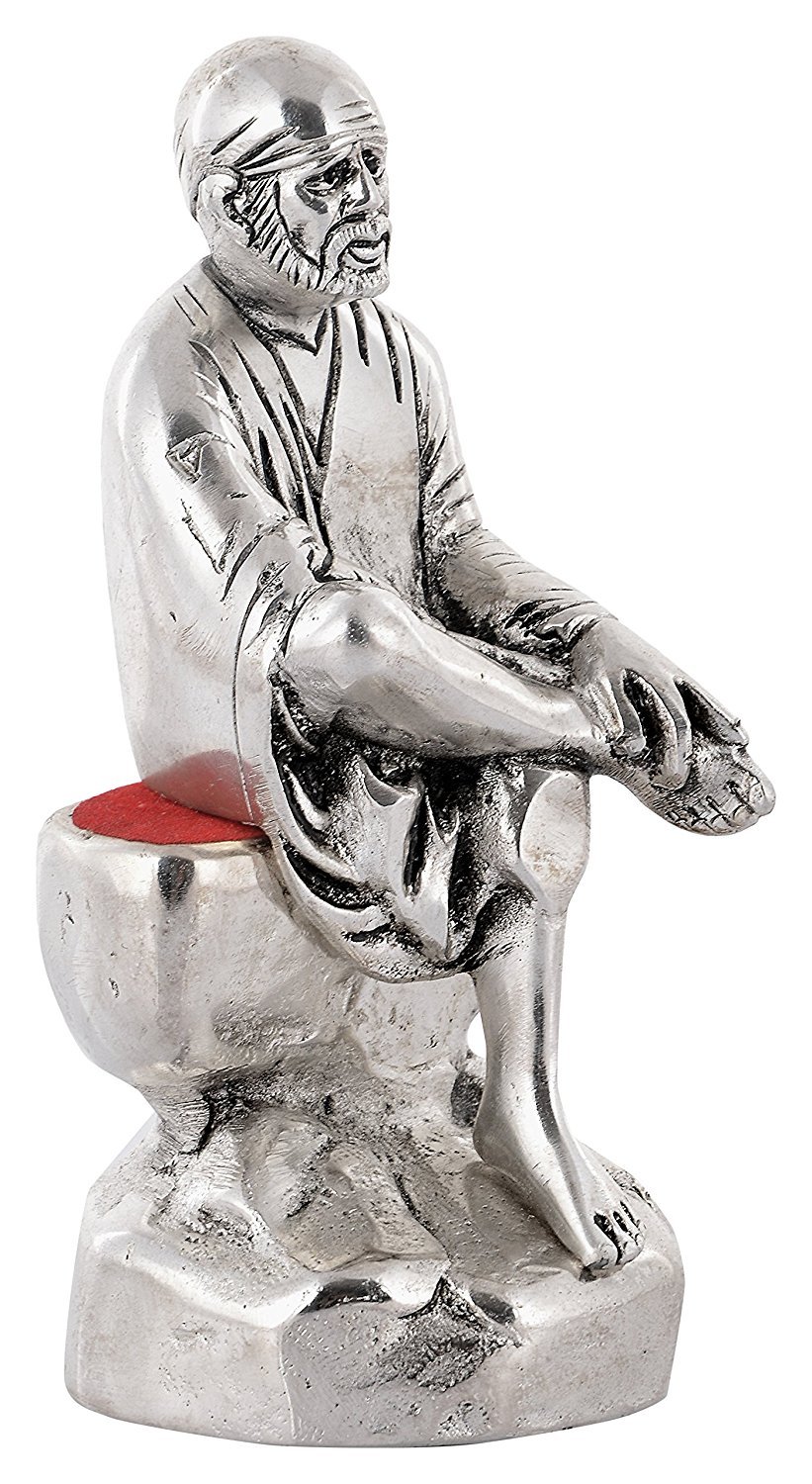 DreamKraft Metal Sai Baba Showpiece Idol (16x8x7 cm_ Silver) view 2
