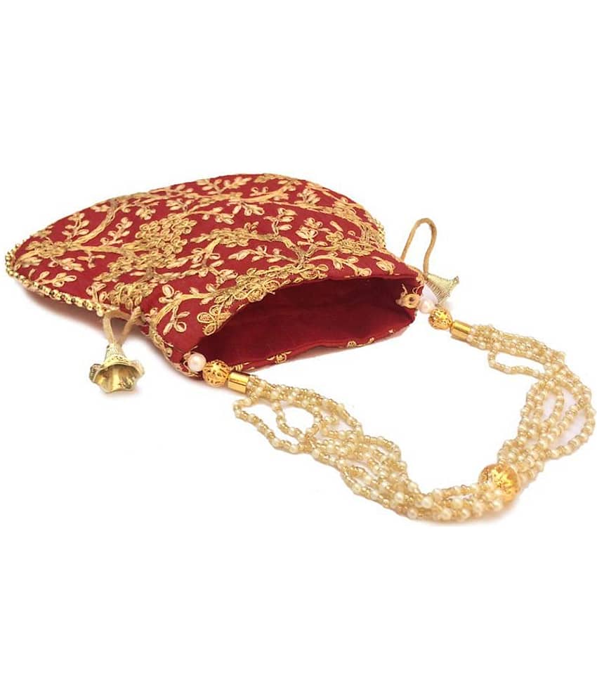 Bulbul Maroon Silk Potli view 2