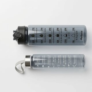 Hydration Duo 1 Litre Leakproof Sipper Bottle with Time Marker Mini 300ml Stylish Glass Bottle for Office, Gym view 2