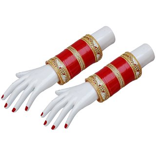 Lucky Jewellery Red Designer Chura Bridal Wedding Punjabi Choora Fashion Jewellery Chuda Set view 2