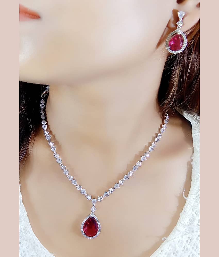 Ladymania Red Alloy Necklace Set ( Pack of 1 ) view 2